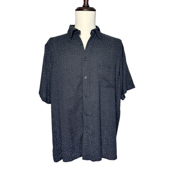 Vintage Silk | Men | Dark Sprinkle Confetti Relaxed Button Up Shirt | Large - Picture 2 of 10